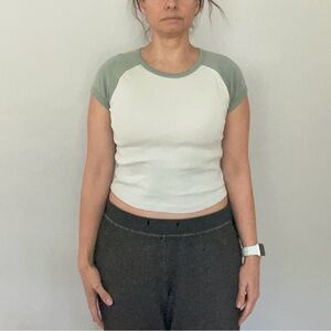 Zine Colorblock Green Cropped Tee